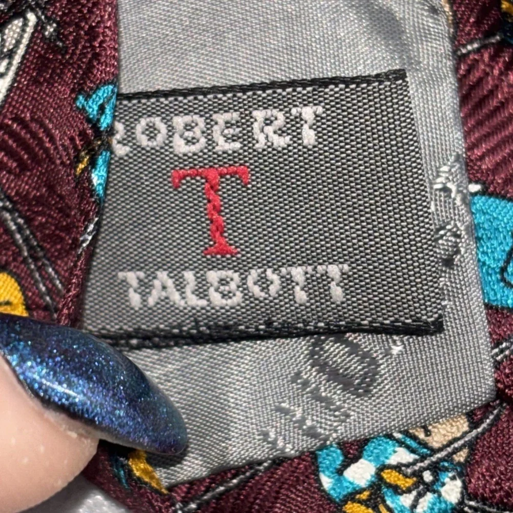 Robert‎ Talbott Men's 100% Silk Hand Sewn Neck Tie Snow Skier Winter EUC
